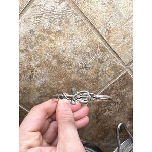 Sterling Silver Egyptian Revival Ankh Cobra Bangle Bracelet 0.39 Oz